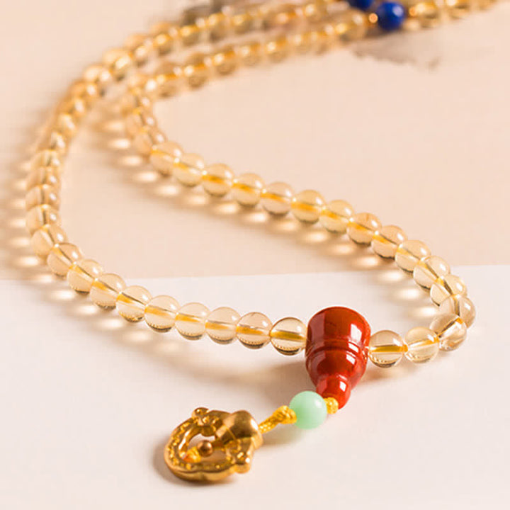 Plata de Ley 925, 108 cuentas de Mala, citrino Natural, ágata roja, ámbar, pulsera con dijes de placer