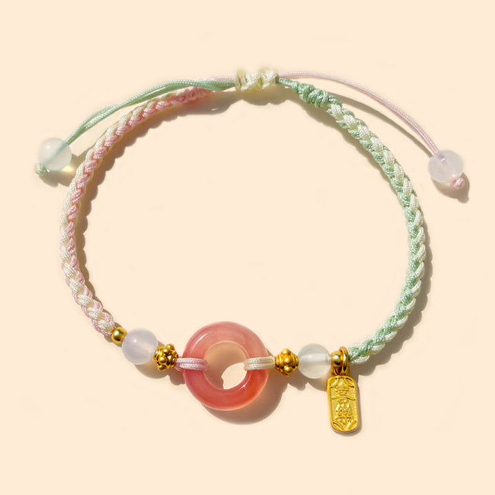 Pulsera trenzada hecha a mano con hebilla de la paz y ágata de la paz y la alegría de las Buddha Stones