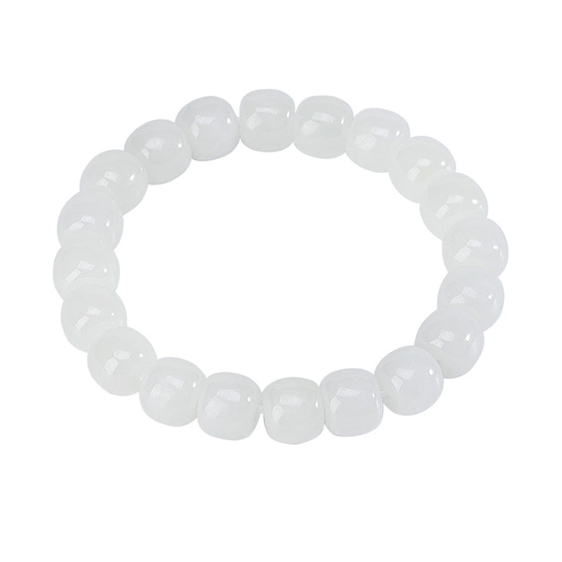 Pulsera de bendición de la felicidad de jade blanco hetiano con Buddha Stones