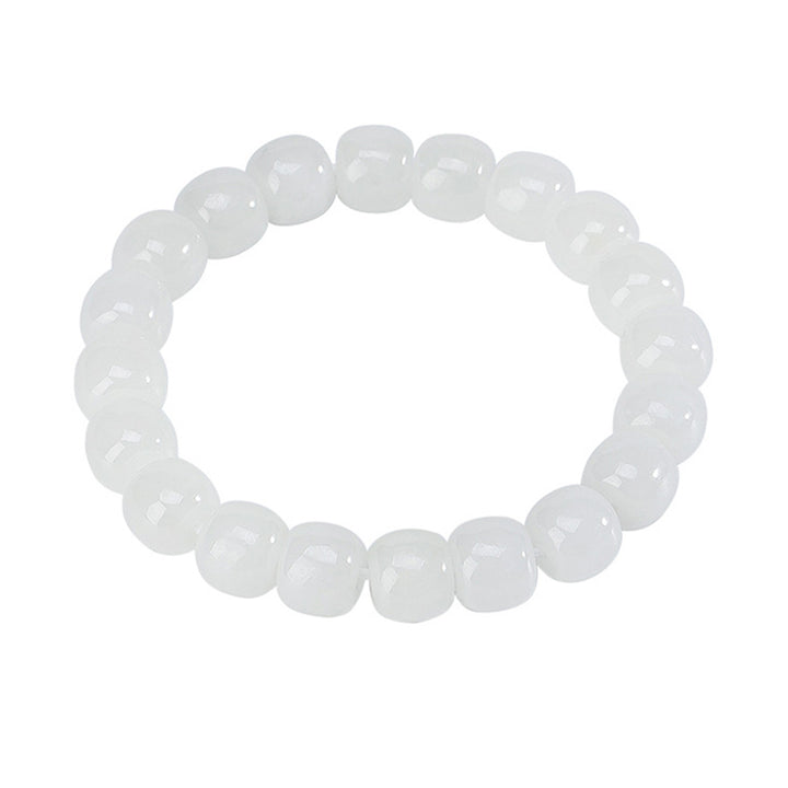 Pulsera de bendición de la felicidad de jade blanco hetiano con Buddha Stones