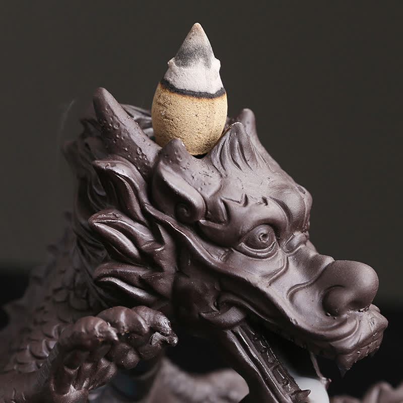 Decoración del quemador de incienso con protección de flores de Dragon Playing Ball