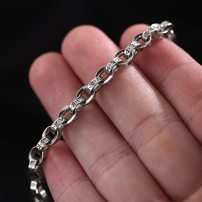 Pulsera de metal creativa con diseño tallado de Om Mani Padme Hum de plata de ley 925 con Buddha Stones - image 7