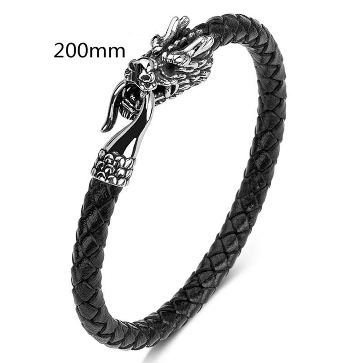 Pulsera de la suerte con protección de acero titanio y dragón de Buddha Stones - Negro - 200 mm - image 18
