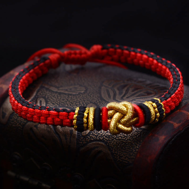 Pulsera hecha a mano con Buddha Stones, cuerda colorida, nudo de amor verdadero, suerte