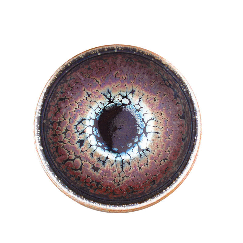 Taza de té de cerámica china Jianzhan, diseño de planta suculenta hecha a mano con Buddha Stones, taza de té Tenmoku Kung Fu