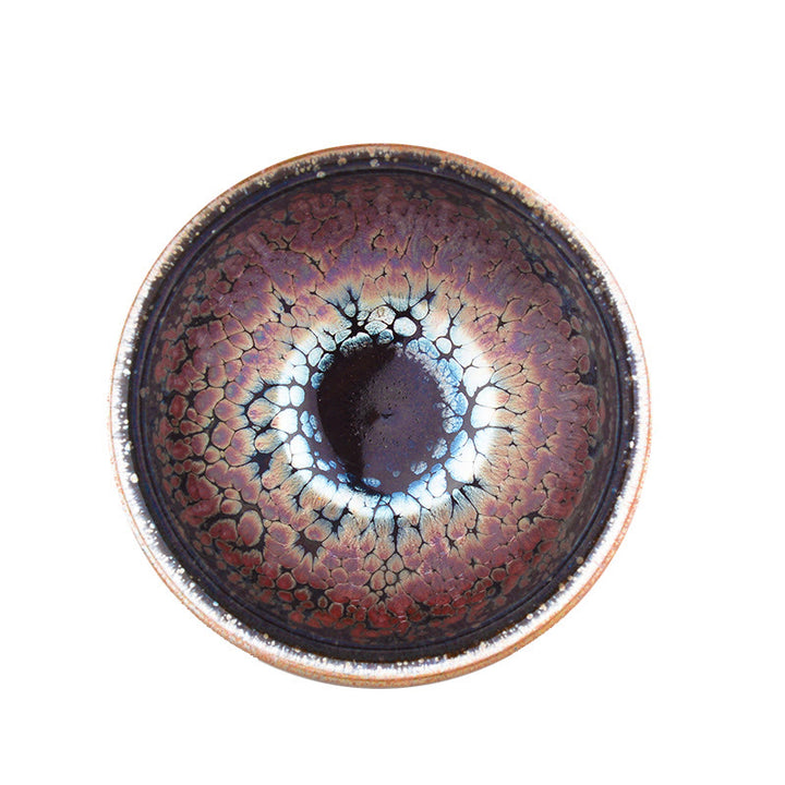 Taza de té de cerámica china Jianzhan, diseño de planta suculenta hecha a mano con Buddha Stones, taza de té Tenmoku Kung Fu