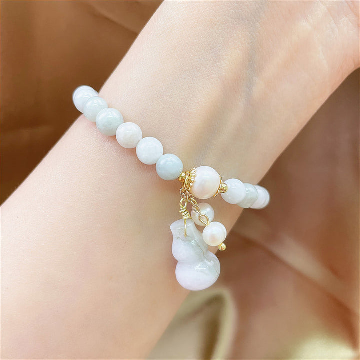 Pulsera con dijes de protección de bendición de calabaza de jade con Buddha Stones