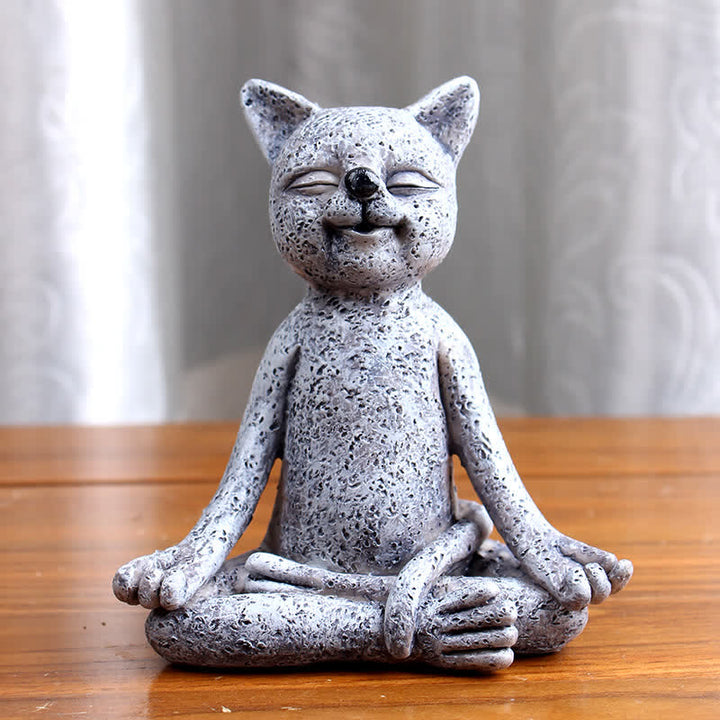 Decoración Zen Meditando Perro Gato Rana - Gato de meditación 9 cm x 5,8 cm x 10,3 cm (197 g) - image 5