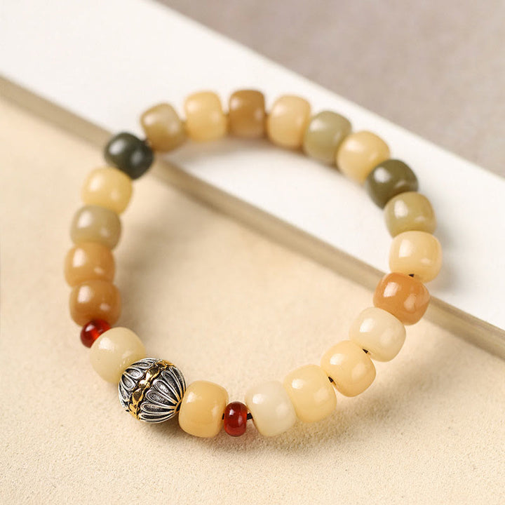 Buddha Stones Semilla Bodhi Natural El Señor del Bosque Cadáver Om Mani Padme Hum Pulsera de Sabiduría