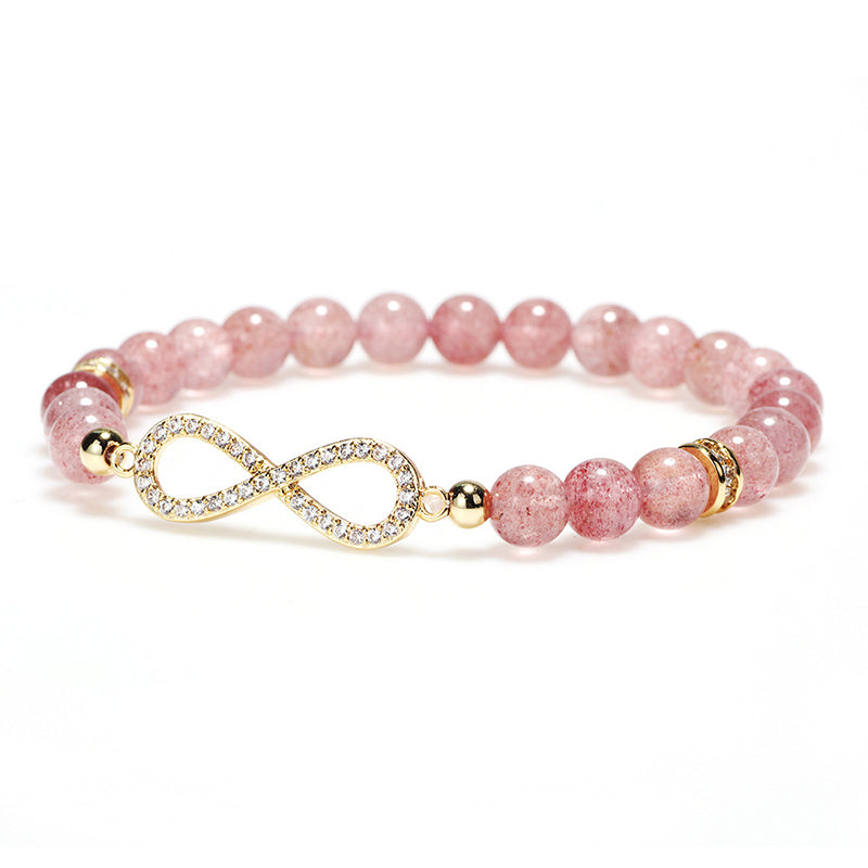 Pulsera curativa positiva de cuarzo fresa Natural con Buddha Stones