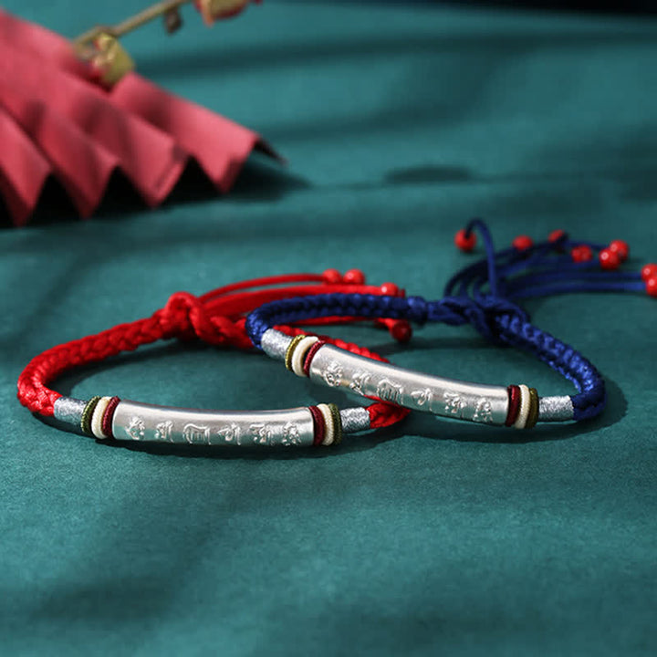 Pulsera de hilo de protección Om Mani Padme Hum de plata de ley 999 con Buddha Stones - image 13