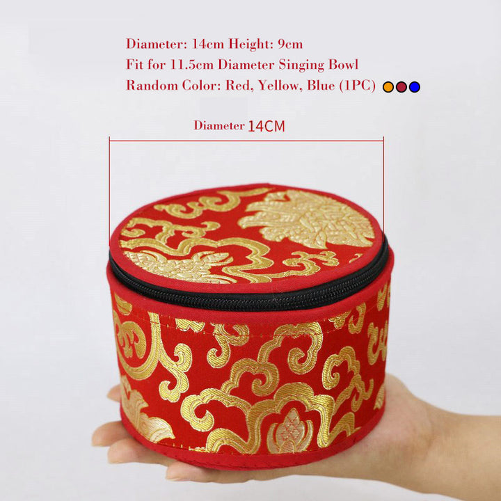 Bolsa de almacenamiento de cuenco tibetano con decoración de cierre de cremallera
