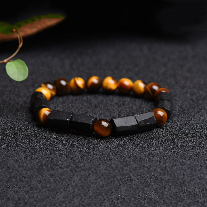 Pulsera positiva de ojo de tigre de turmalina negra natural de Buddha Stones