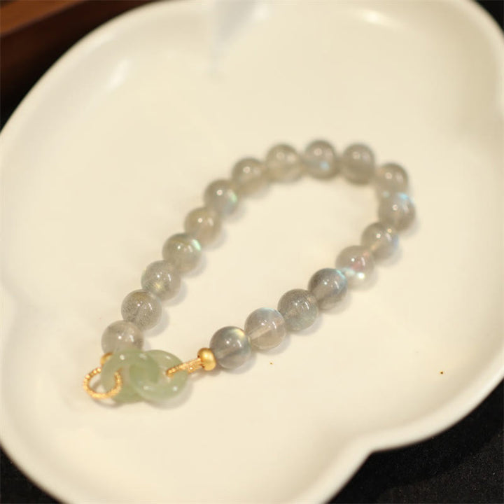 Pulsera curativa con hebilla de paz, piedra lunar Natural, Jade Heitan, Buddha Stones