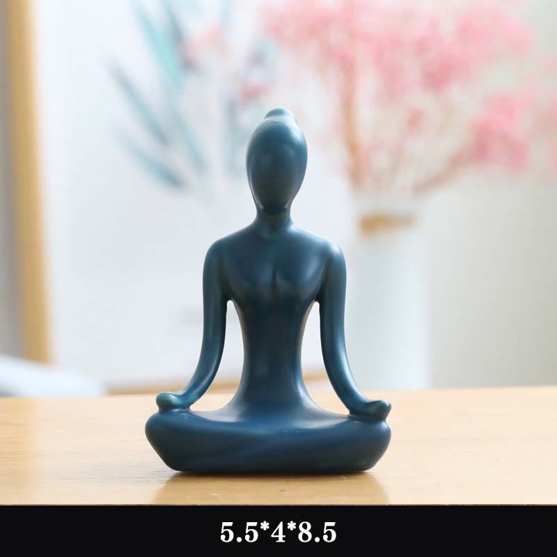 Decoración espiritual de la escultura de la estatuilla de la cerámica del ejercicio de la meditación del yoga abstracto
