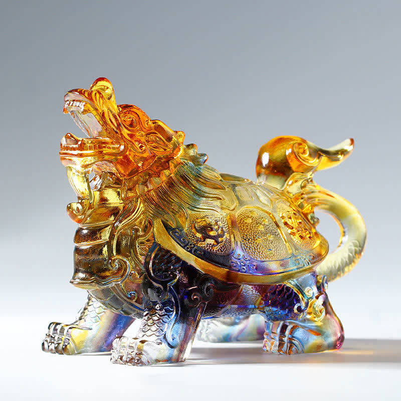 Feng Shui Dragón Tortuga hecha a mano Liuli Crystal Art Piece Decoración de la Oficina del Hogar - image 1