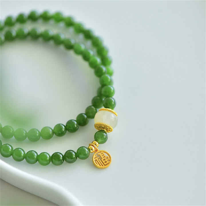 Pulsera de bendición de felicidad de jade cian hetiano