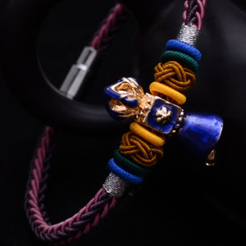 Pulsera tibetana hecha a mano Dorje Vajra fuerza ocho hilos cuerda