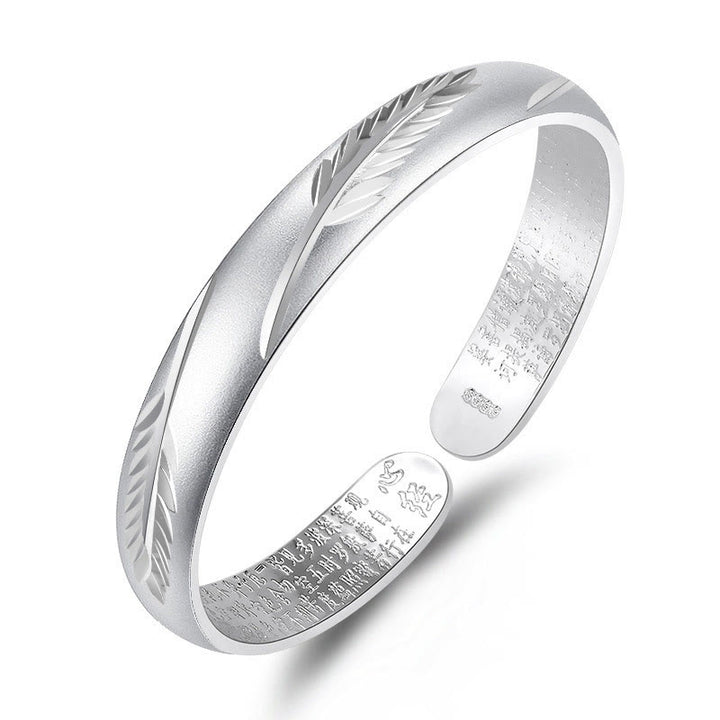Brazalete de cobre con diseño de Sutra y corazón de Buddha Stones , brazalete de cobre con patrón grabado