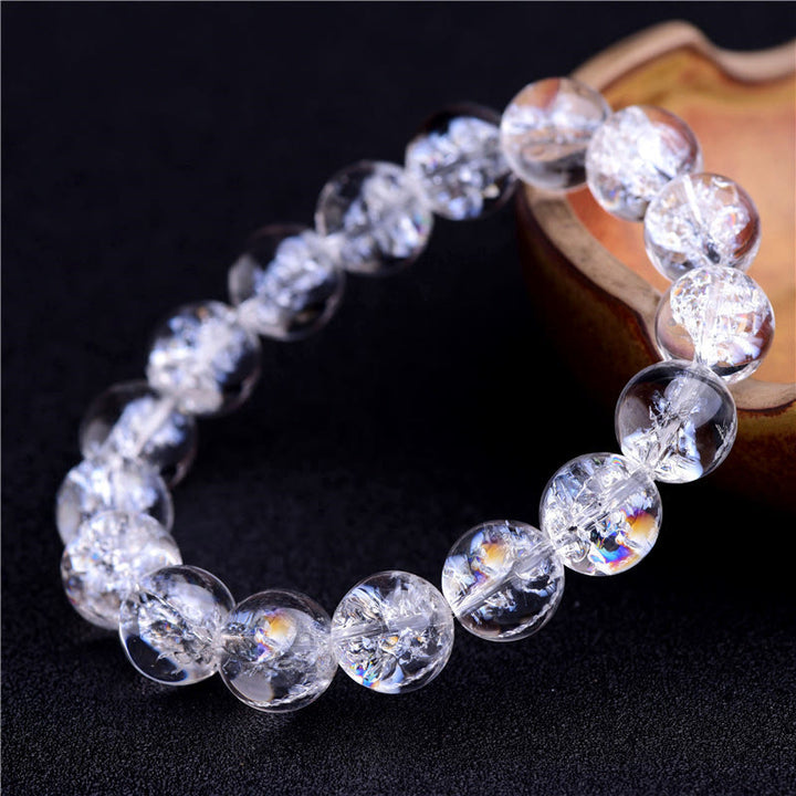 Pulsera curativa de protección de cristal blanco natural con Buddha Stones