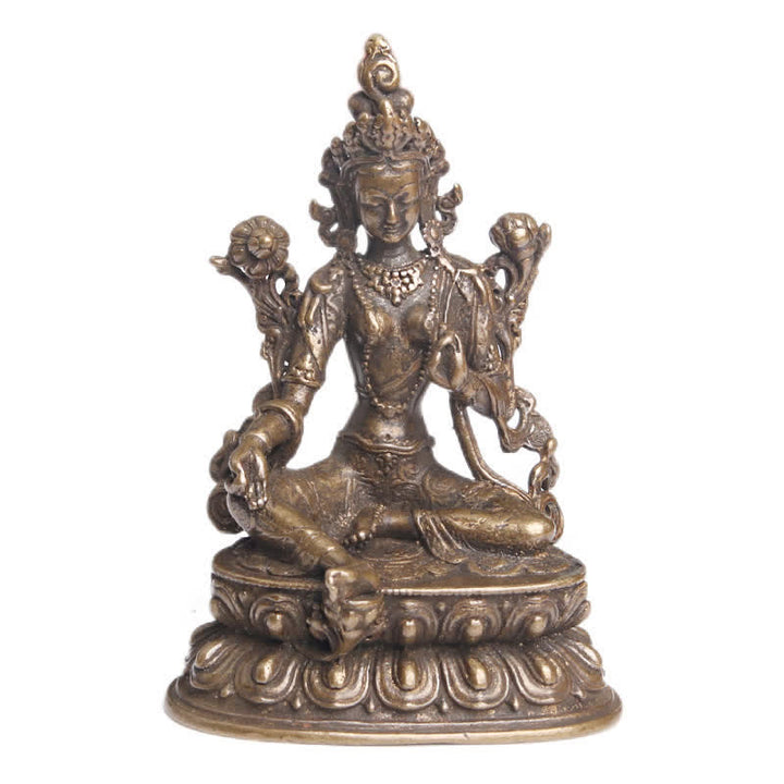 Bodhisattva Tara Verde Calma Esperanza Estatua Decoración de Cobre - image 8