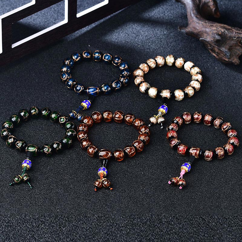 Pulsera curativa de ágata de vena de dragón tibetano