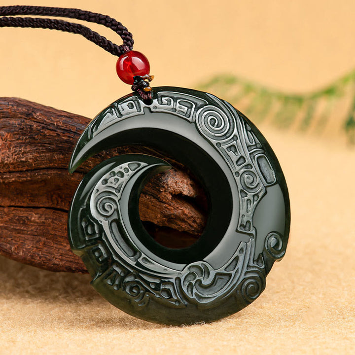 Buddha Stones, la suerte mejora el diseño, colgante de collar de éxito de Jade cian hetiano Natural