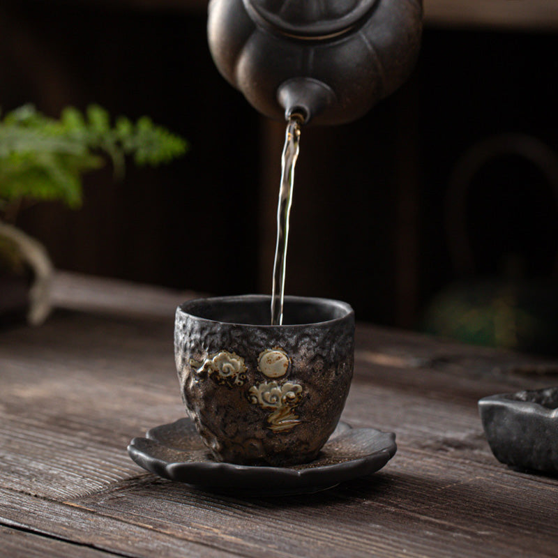Tapete para Taza de cerámica con diseño de flor de loto Vintage , Buddha Stones, posavasos para taza de té, tapete para té de Kung Fu