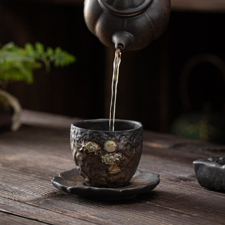 Tapete para Taza de cerámica con diseño de flor de loto Vintage , Buddha Stones, posavasos para taza de té, tapete para té de Kung Fu
