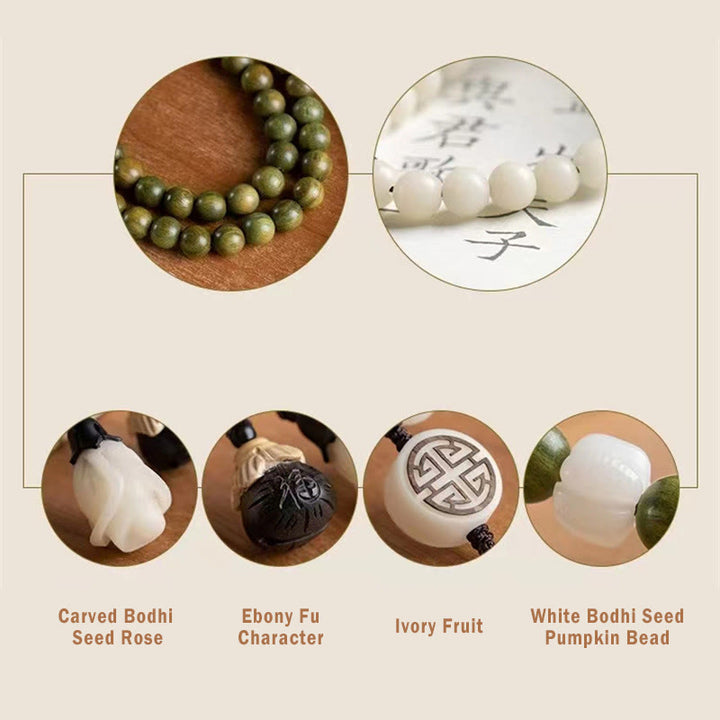 Pulsera calmante de semillas de Bodhi de sándalo verde natural con Buddha Stones