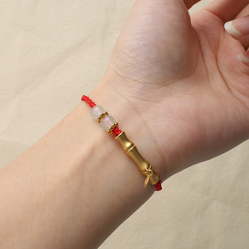 Pulsera trenzada de fuerza de la suerte con diseño de bambú de Buddha Stones