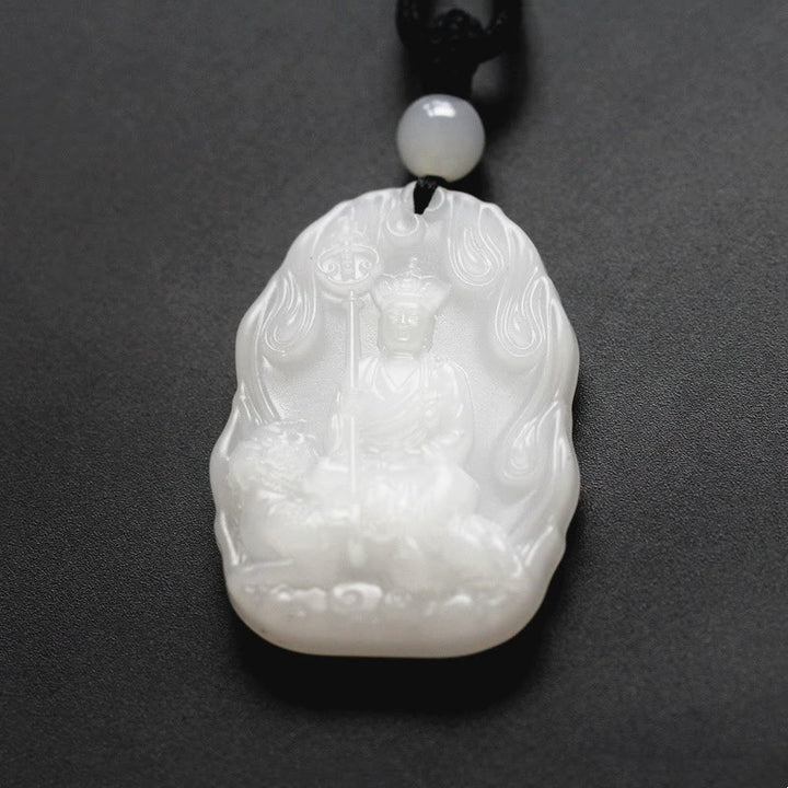 Collar con colgante de amuleto de serenidad de cristal de Buda Liuli de Buddha Stones Ksitigarbha