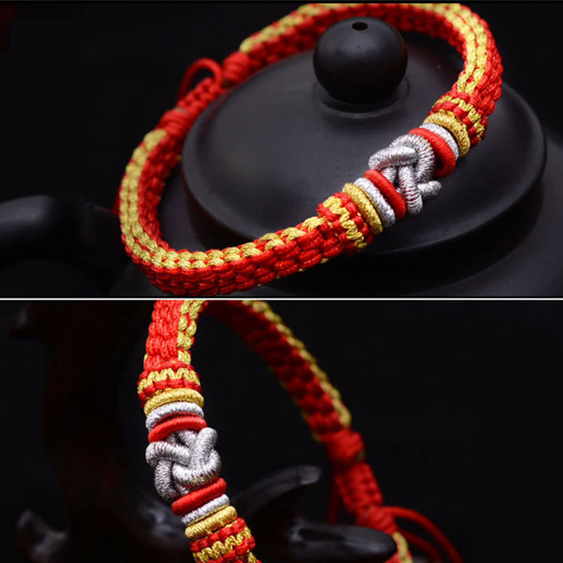 Pulsera hecha a mano con Buddha Stones, cuerda colorida, nudo de amor verdadero, suerte