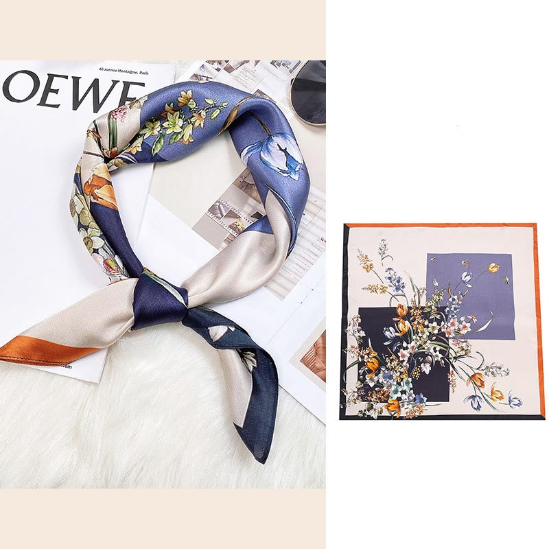 Buddha Stones escena pastoral globo aerostático flor de primavera 100% seda de morera cuello bufanda para el pelo - Flores coloridas - image 29