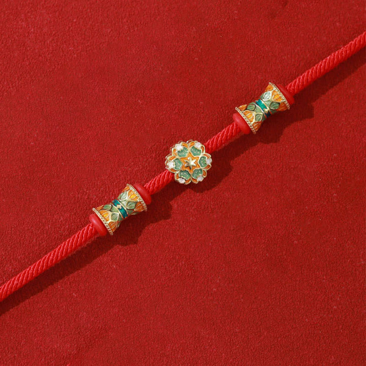 Pulsera de cuerda roja de nuevo comienzo con tambor de loto de Plata de Ley 925 de Buddha Stones Dunhuang - image 4