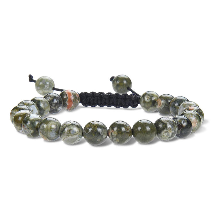 Pulsera de macramé ajustable unisex con cuentas de cristal de piedras preciosas de poder curativo natural de Buddha Stones - Jaspe verde - image 17