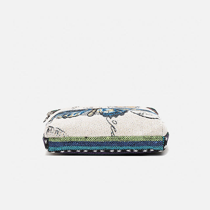 Bolso bandolera de lona bordado con mariposa de elefante, bolso bandolera
