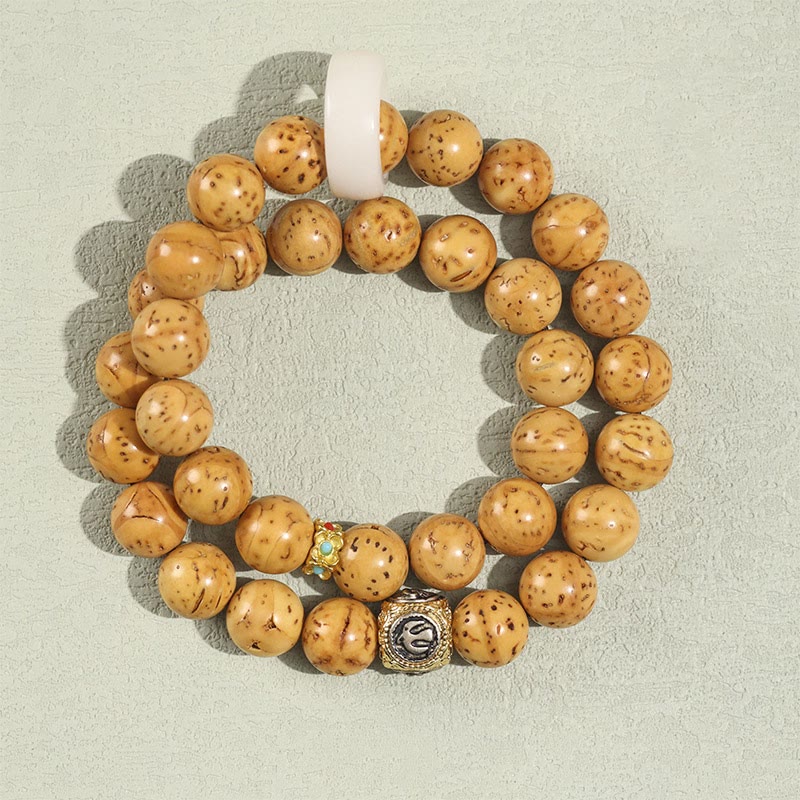Pulsera de doble envoltura con Buddha Stones tibetanas, oro púrpura Natural, rata, Bodhi, semilla, riqueza