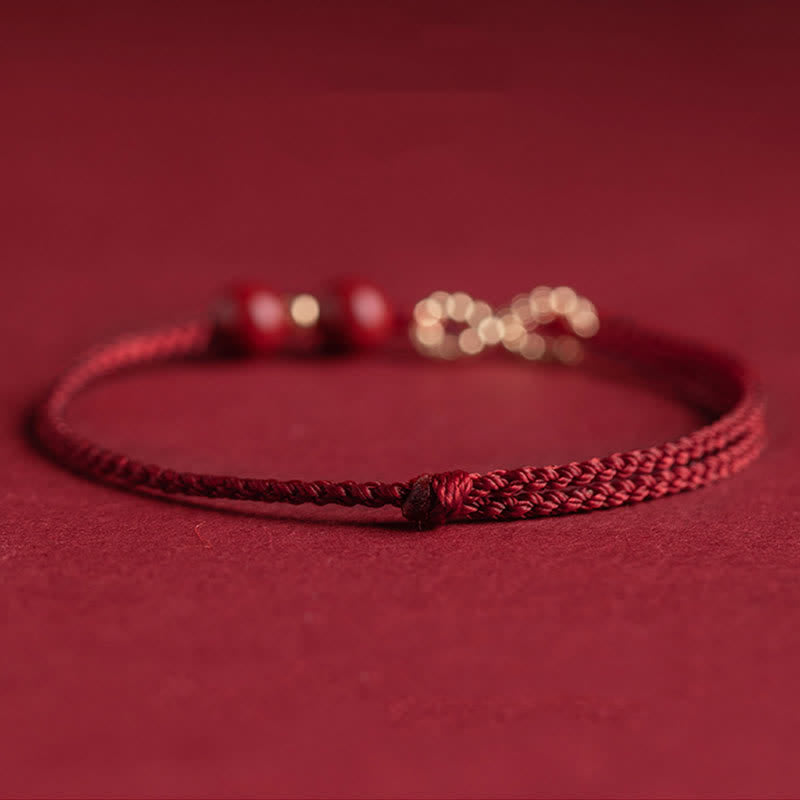 Pulsera tobillera con símbolo del infinito dorado y hilo rojo con bendición de cinabrio y Buddha Stones - image 7