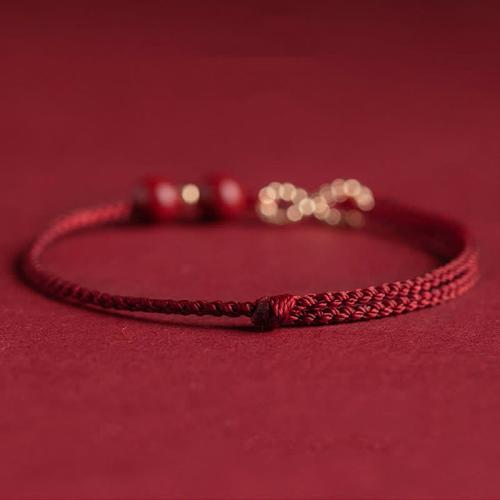 Pulsera tobillera con símbolo del infinito dorado y hilo rojo con bendición de cinabrio y Buddha Stones - image 7