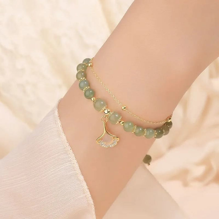 Pulsera con cuentas de la suerte, con Buddha Stones, hoja de jade, Ginkgo, tulipán, cacahuete, Fu - image 10
