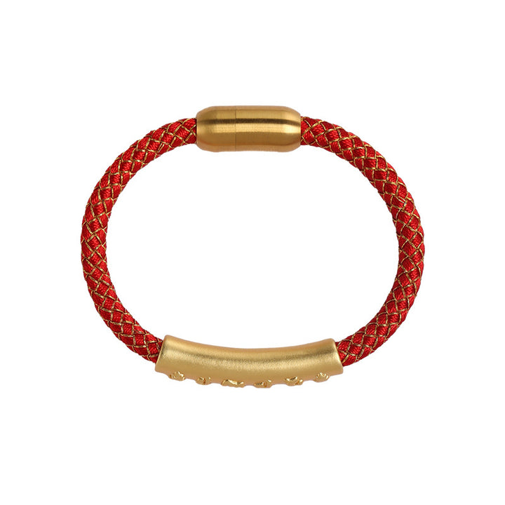 Pulsera con hebilla magnética trenzada a escala de dragón con protección Om Mani Padme Hum de plata de ley 999 hecha a mano con Buddha Stones