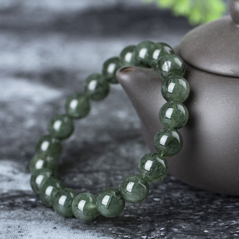Pulsera de riqueza de bendición de cristal verde natural con Buddha Stones