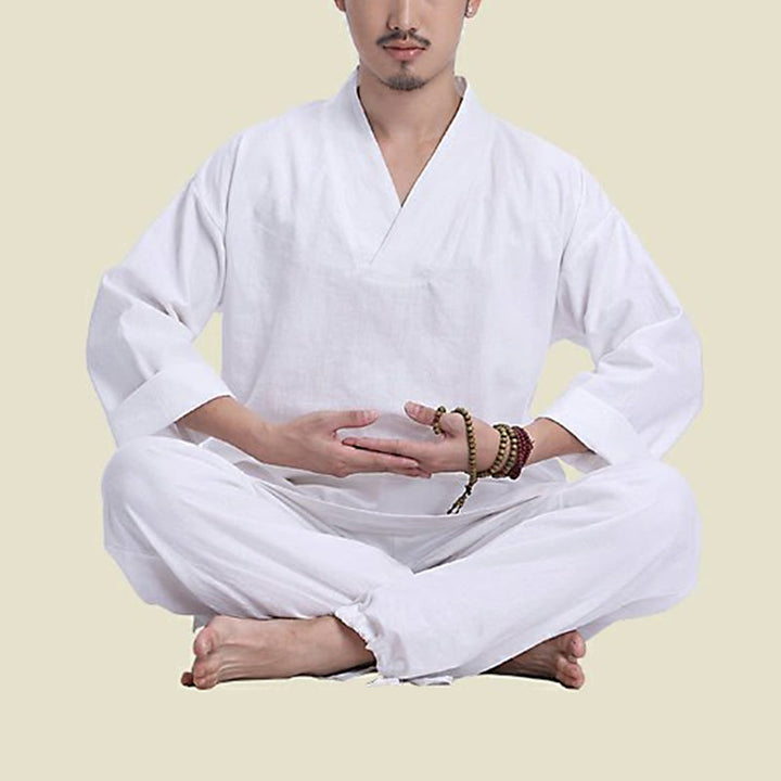 Conjunto de ropa de Yoga para hombre, diseño con cuello en V , Buddha Stones, meditación, oración, espiritual, Zen, lino y algodón - image 17