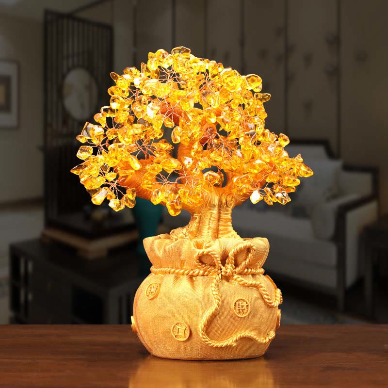 Buddha Stones Adorno de piedras preciosas de árbol de dinero de citrino natural - Feng Shui para la prosperidad - image 6