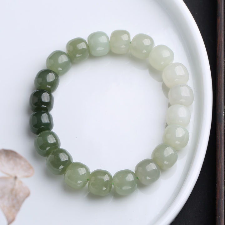 Pulsera de bendición de la suerte de jade degradado con Buddha Stones