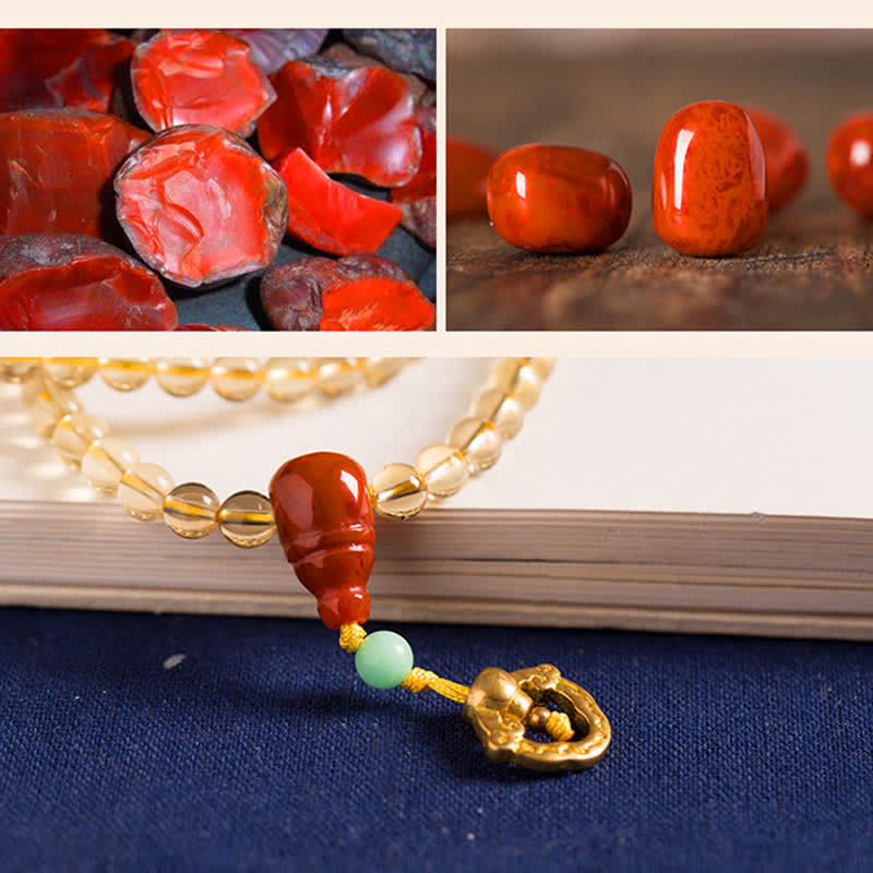 Plata de Ley 925, 108 cuentas de Mala, citrino Natural, ágata roja, ámbar, pulsera con dijes de placer