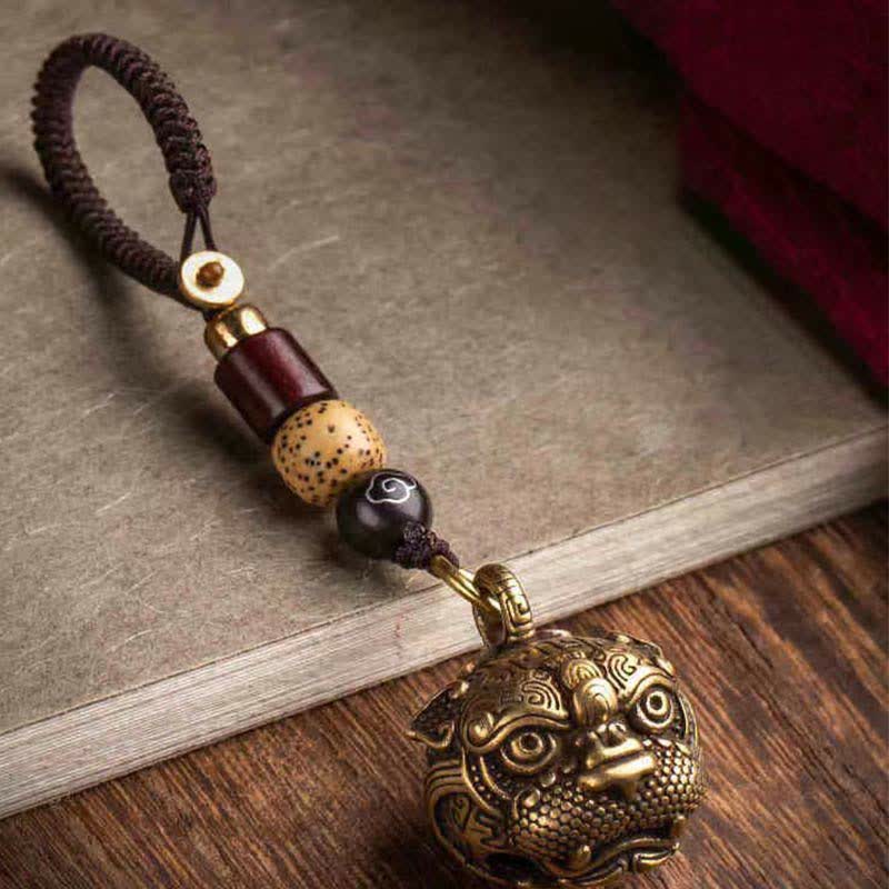 Llavero de cobre con Buddha Stones PiXiu Riqueza
