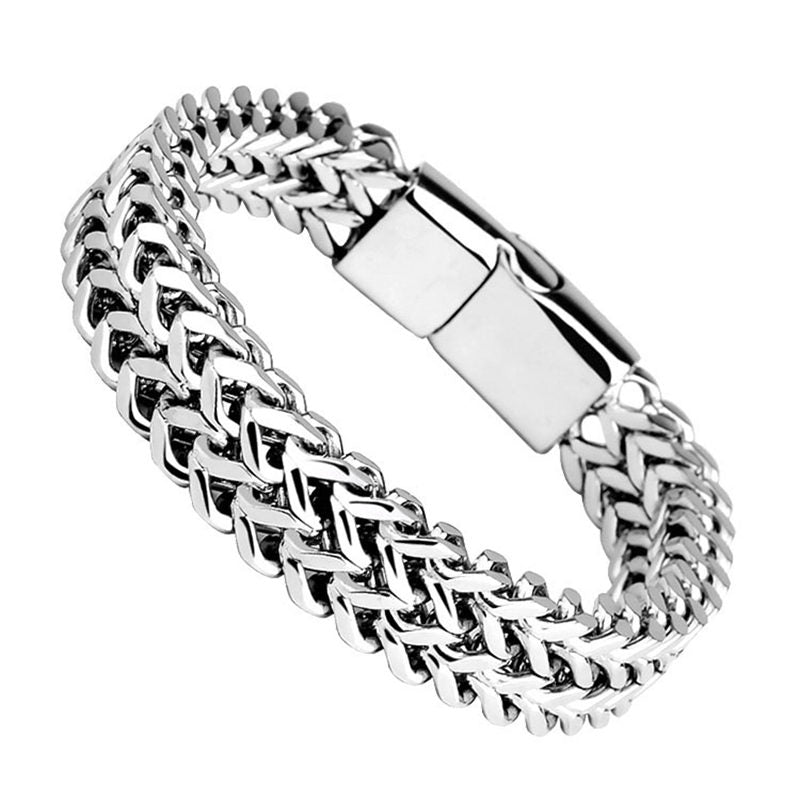 Brazalete de pulsera de equilibrio de acero de titanio con hebilla magnética de escamas de pescado de Buddha Stones