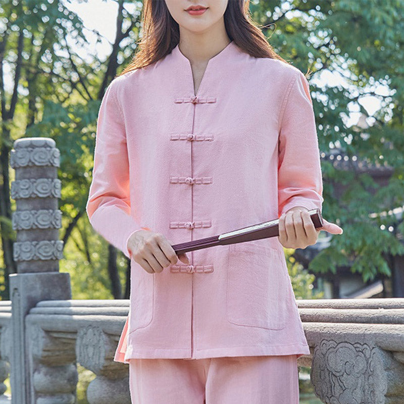 Conjunto de ropa de lino y algodón para mujer, uniforme de oración, meditación, Yoga, práctica Zen espiritual , Buddha Stones - Rosa - US18, UK/AU22, EU50 (6XL) - image 2